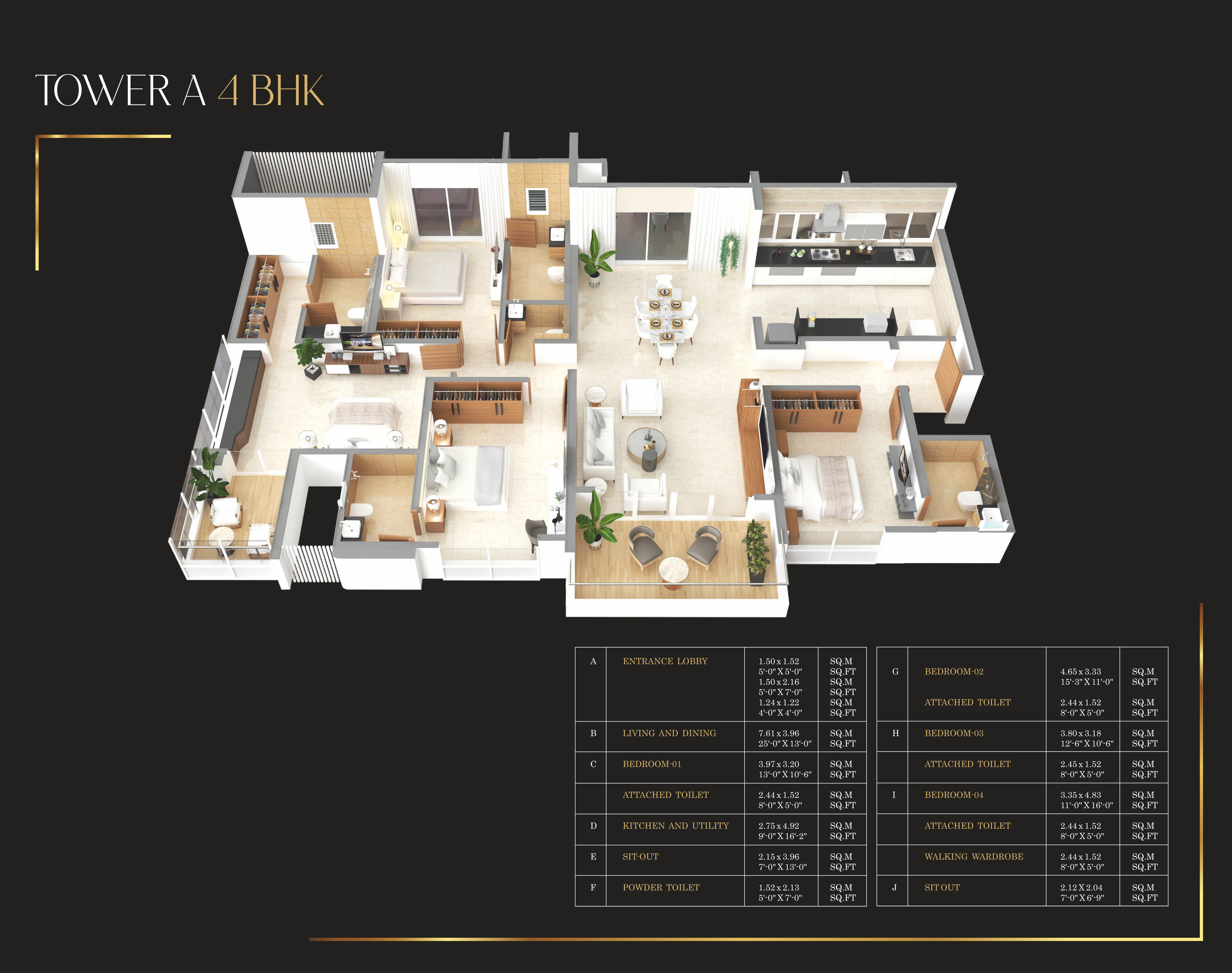 The Ornate 4 BHK floor plan